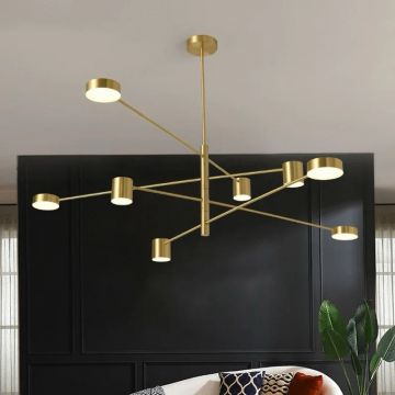 Lustră cu 8 Surse de Iluminare și Brațe Aurii, DM3851/4+4 Auriu – Perfectă pentru Un Stil Modern și Funcțional