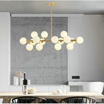 Lustră de Lux cu 16 Surse de Lumină, Auriu – Un Accent Elegant pentru Ambianțe de Lux