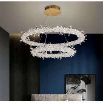 Lustră de Lux cu Cristale, DM3331/400+600 – Eleganță Aurie pentru Interioare Sofisticate, Metal & Sticlă