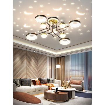 Lustră De Lux DM9079/4+4+4, Negru/Auriu – 12 Surse de Iluminare pentru un Ambient Elegant și Modern