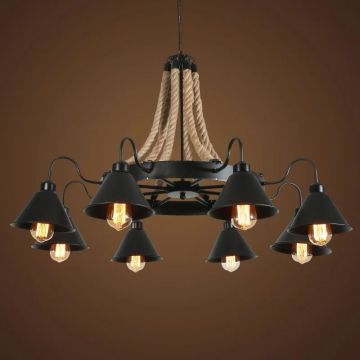 Lustră Elegantă Design Rustic cu 8 Surse de Iluminare – Iluminat de Lux pentru Locuințe și Camere Contemporane