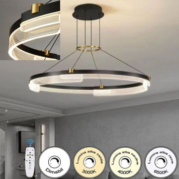 Lustră LED Circulară Elegantă DM6600-1 – Lumină Reglabilă Și Telecomandă Inclusă, Ideală Pentru Camere Rafinate