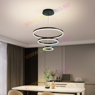 Lustră LED Circulară Elegantă Negru DM1719/600-BK – Design Raffinat pentru Camere de Zi și Livinguri