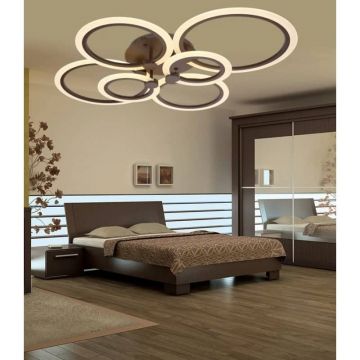 Lustră LED de Lux cu Control prin Telecomandă și Design Circular, Negru – Ideală pentru Spații Moderne și Elegante