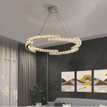 Lustră LED de Lux, Design cu Cristale Elegante, DM 5960/500-WH – Iluminat Rafinat pentru Camere Moderne