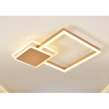 Lustră LED de Lux, Design Geometric Suprapus cu Finisaj Elegant, Auriu – Ideală pentru Iluminat Modern și Spații Elegante