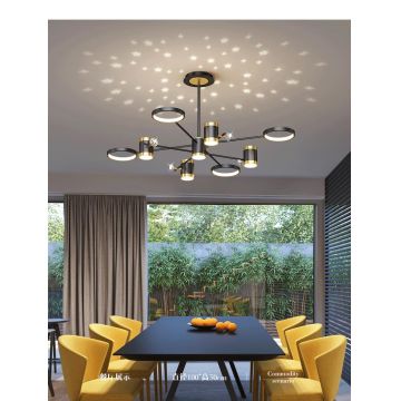 Lustră LED de Lux DM9080/4+4+1, Negru/Auriu – Iluminare Elegantă cu 9 Surse LED pentru O Ambianță Distinsă