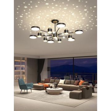 Lustră LED de Lux DM9080/6+6+1, Negru/Auriu – 13 Surse de Iluminare pentru O Ambianță Elegantă