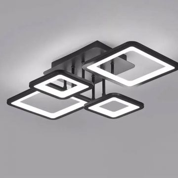 Lustră LED, Design Geometric cu Iluminare Difuză, DM K002-4, Negru – Iluminat Elegant pentru Spații Interioare