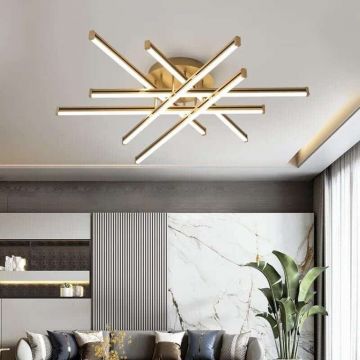 Lustră LED Dimabilă de Lux cu Control prin Telecomandă, Auriu – Ideală pentru Iluminat Elegant și Spații Rafinante