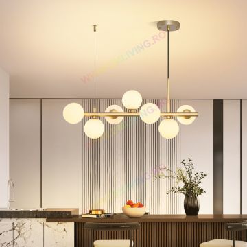 Lustră LED DM 369-7GD Aurie cu 7 Globuri de Lumină – Lumină Modernă și Elegantă pentru Decoruri de Lux