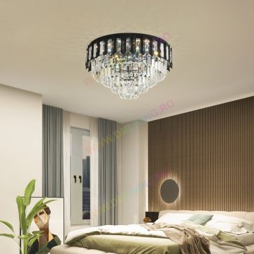 Lustră LED DM 8016-480BK cu Design Modern și Detalii din Cristal – Iluminare Premium pentru Interioare Rafinate