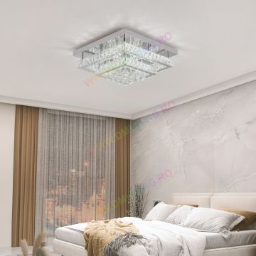 Lustră LED Elegantă 50x50cm DM 1102-500F cu Design Strălucitor și Cristale – Iluminare Luxoasă pentru Spații Contemporane