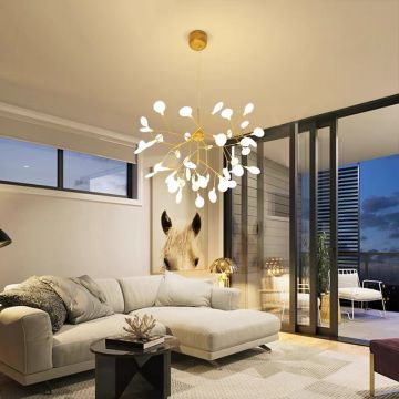Lustră LED elegantă, 82x62cm, DM66100-27 Auriu – Perfectă pentru dormitor sau spații de zi, cu structură metalică și iluminare de calitate premium