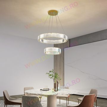 Lustră LED Elegantă de Lux, Design cu Cristale, DM 7106-550GD – Iluminare Modernă și Rafinat pentru Camere de Lux