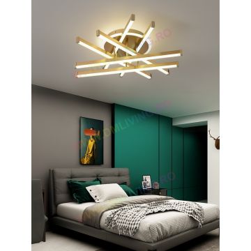 Lustră LED, Intensitate Reglabilă și 6 Surse de Lumină, Aurie DM 306/6 – Iluminare Premium pentru Spații Contemporane