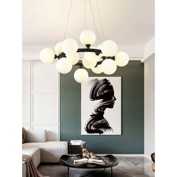 Lustră LED Luxury DM1010-15 Negru cu Globuri – Design Modern și Iluminare de Lux pentru Camere Elegante