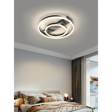 Lustra LED Model DMR9165/400, cu Telecomanda, 3 Tipuri de Lumina, Intensitate Reglabila, 42W, Negru