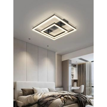 Lustra LED Model DMR9166/400, cu Telecomanda, 3 Tipuri de Lumina, Intensitate Reglabila, 60W, Negru