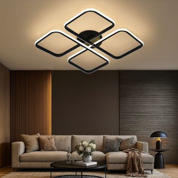 Lustra LED Model DMR9168/4, cu Telecomanda, 3 Tipuri de Lumina, Intensitate Reglabila, 74W, Negru