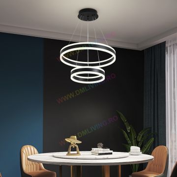 Lustră LED Modernă Circulară DM 1768/500-BK, Negru – Iluminat Elegant pentru Interioare Contemporane
