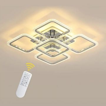 Lustră LED Modernă Cromată cu Control prin Telefon, Design Elegant, 60x60cm, 80W – Iluminat Premium pentru Interior, DM 5p Cr