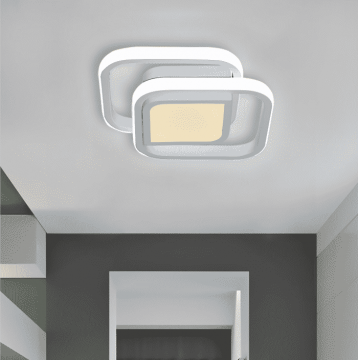 Lustră LED Modernă cu 2 Inele, 27 x 27 x 8H cm – Design Creativ și Elegant pentru Balcon, Coridor și Birou