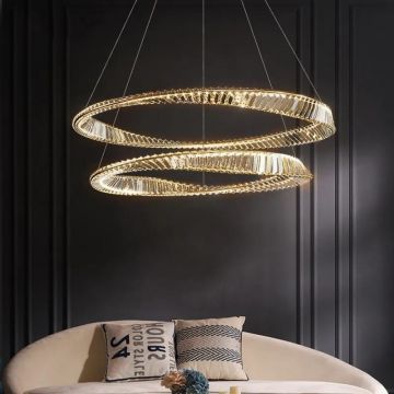 Lustră LED Modernă de Lux DM11-2, Auriu – Iluminare Elegantă și Design Contemporan pentru Orice Spațiu