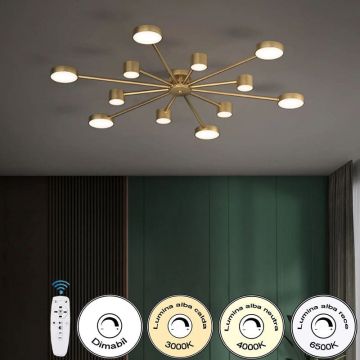 Lustră LED Modernă de Lux DM9029-12 Auriu – 12 Surse de Lumină pentru Ambianțe Elegante