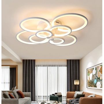 Lustră LED Modernă, Design Suprapus Cu Multiple Cercuri – Iluminare Elegantă Pentru Living Sau Dormitor