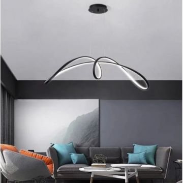 Lustră LED Modernă Dimabilă cu Telecomandă, 3 Funcții, DM0081, Neagră, 75W – Potrivită pentru Spații de Lux și Birouri