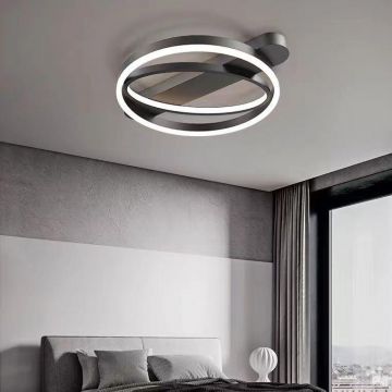 Lustră LED Modernă Negru, Design Luxos Cu Telecomandă, 3 Tipuri De Lumină – Iluminare Elegantă Pentru Dormitor