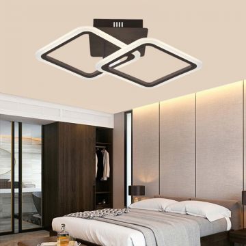 Lustră LED Neagră Modernă cu Telecomandă – Perfectă pentru Livinguri Stilate și Atmosfere Rafinate