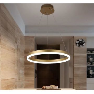 Lustră LED Premium Circulară, Design Suspendat Minimalist, DM5205/400, Auriu – Iluminare Rafinată și Stilată pentru Spații Moderne