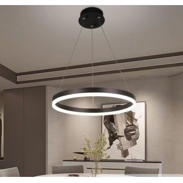 Lustră LED Premium Circulară, Design Suspendat Minimalist, DM5205/400, Negru – Iluminare Eficientă și Stilată pentru Interioare Moderne