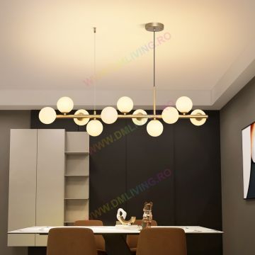 Lustră LED Sferică DM 369-11GD Auriu cu11 Globuri de Lumină – Iluminare Modernă și Design Premium pentru Interioare Rafinate