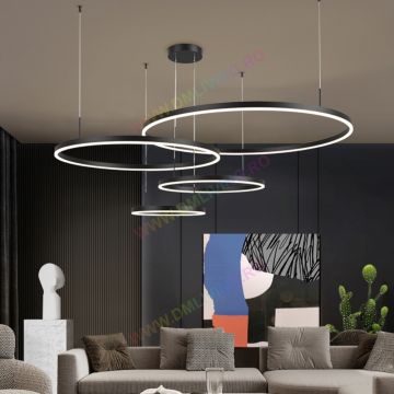 Lustră LED Suprapusă DM 1796-BK cu 3 Tipuri de Lumină – Design Premium pentru Interioare Contemporane