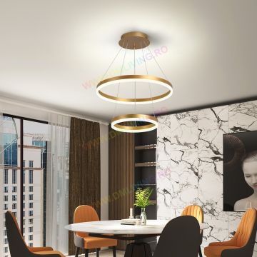 Lustră LED Suspendată, Design Circular, DM 1719/500-GD, Auriu – Soluție Premium pentru Camere și Livinguri Contemporane