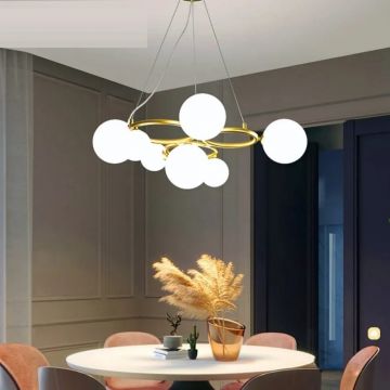 Lustră Luxury Gold cu 7 Globuri, DM2332, Auriu – Design Modern și Rafinament pentru Spații Elegante, Ideală pentru Living