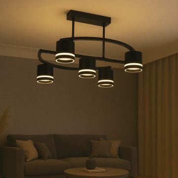 Lustra Model DMR9172/4+1, 5 X Bec LED GX53, 3 Tipuri De Lumina, 60W, Negru