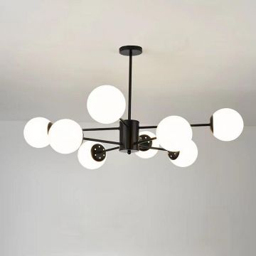 Lustră Modernă de Lux cu 8 Surse de Iluminare, Negru – Ideală pentru Livinguri și Saloane Elegante