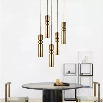 Lustră Pendul de  Lux Auriu DM7702/5 – Iluminare Elegantă cu 5 Surse pentru Camere Rafinate