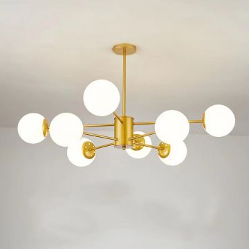 Lustră Premium Modernă cu 8 Surse de Iluminare, Design Modern, Auriu – Design Elegant pentru Interioare de Lux