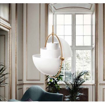 Lustră Premium Suspendată, DM5218/340 – Design Elegant pentru Interioare Contemporane, Gold/Alb