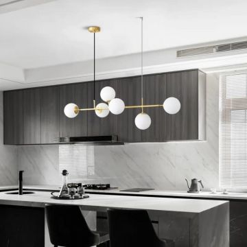 Lustră Premium Suspendată Modernă, DM8220/6 Auriu/Alb – Design Elegant pentru Interioare de Lux