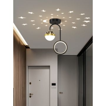 Plafonieră LED Elegantă cu Cer Instelat, DM9200 Negru, 30W – 3 Tipuri de Lumină pentru Un Decor Distins