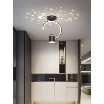 Plafonieră LED Elegantă cu Decorațiune Stelară, DM9119 Negru – Iluminare Modernă pentru Dormitor sau Living