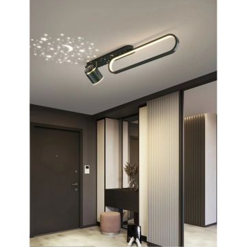 Plafonieră LED Modernă cu Cer Instelat, DM9108 – Negru, Iluminare Premium pentru Living și Dormitor