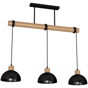 Lustra cu 3 pendule design vintage ERIK lemn, negru MLG-MLP7226