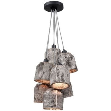 Lustra cu 7 pendule design rustic din lemn ASPEN ASPEN24/H7/N